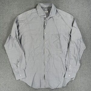 Loro Piana Dress Shirt Mens Medium Blue Stripe Made In Italy Long Sleeve